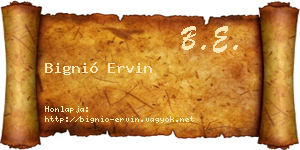 Bignió Ervin névjegykártya